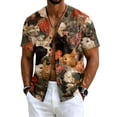 thumbnail image 1 of Uwinwear Linen Cotton Short Sleeve For Men Button Up V Neck Shirts Lightweight Printed Tops Hawaiian Summer Beach Casual Shirts Breathable Casual Wear,Orange,XL, 1 of 8