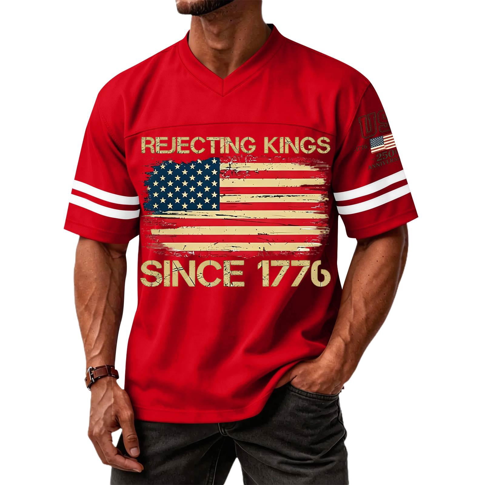 Uwinwear Men's 4th of July USA Flag Football Jersey Independence Day ...