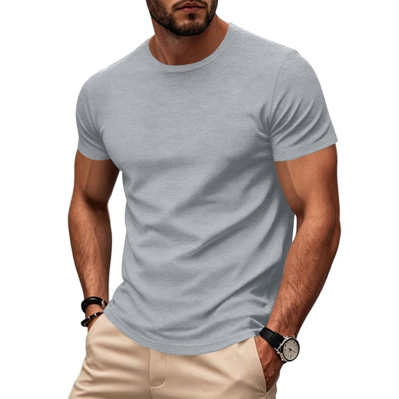 Uwinwear Men's Athletic Washed T-Shirts Basic Crew Neck Tees Tops Causal Distressed Cotton T Shirts Summer Breathable Tees,Light Gray,M