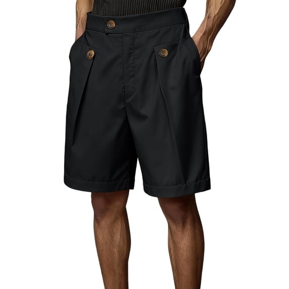 Uwinwear Men's Baggy Wide Leg Casual Shorts Pleated Dress Business Elastic Waist Summer Lightweight Shorts with Pockets
