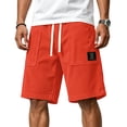 thumbnail image 1 of Uwinwear Men's Corduroy Shorts Elastic Waist Drawstring Cargo Short Multi-Pocket Lightweight Summer Casual Beach Shorts Saffron 4XL, 1 of 5
