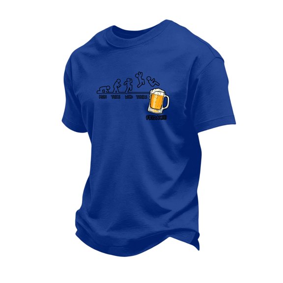 Uwinwear Men's Funny Beer Shirts Activewear T-Shirts Crew Neck Printed Short Sleeve Summer Breathable Casual Tops For Retro Beer Pun Bar Pub Crawl Party,Royal Blue,L