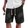 thumbnail image 1 of Uwinwear Men's Linen Shorts, Elastic Waist Drawstring Casual Summer Beach Golf Yoga Shorts with Pockets Black 2XL, 1 of 4