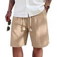 thumbnail image 1 of Uwinwear Men's Linen Shorts, Elastic Waist Drawstring Casual Summer Beach Golf Yoga Shorts with Pockets Khaki M, 1 of 4