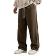 thumbnail image 1 of Uwinwear Men's Regular Fit Straight Leg Baggy Jeans Drawstring Elastic Waist Casual Trousers Y2K Denim Pants with Pockets,Brown,XXXXL, 1 of 3