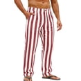 thumbnail image 1 of Uwinwear Men's Striped Pants Casual Color Block Straight-Legs Long Pants Big & Tall Flat Front Business Trousers with Pockets,Red,XXL, 1 of 4
