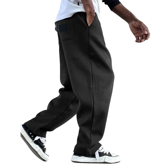 Uwinwear Men's Track Sweatpants, Open Bottom Elastic Waist Casual Workout Pants Elastic Drawstring Long Pants Casual Loose Fit Trousers,Black,M