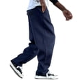 thumbnail image 1 of Uwinwear Men's Track Sweatpants, Open Bottom Elastic Waist Casual Workout Pants Elastic Drawstring Long Pants Casual Loose Fit Trousers,Navy,XXL, 1 of 4