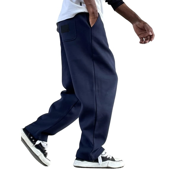 Uwinwear Men's Track Sweatpants, Open Bottom Elastic Waist Casual Workout Pants Elastic Drawstring Long Pants Casual Loose Fit Trousers,Navy,XXL
