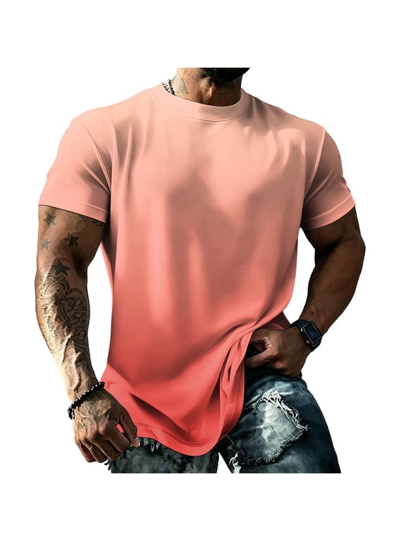 Men's UPF 50+ UV Sun Protection Shirts Cooling Fabric Light Weight T-shirts Fast Dry Crew Neck Short Sleeve Breathable Summer Beach Outdoor Casual Top,Brown,XL