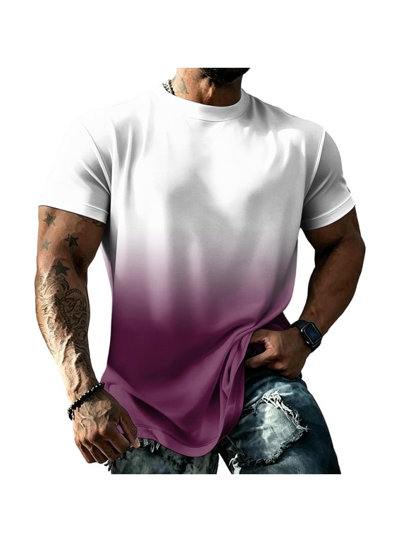 Men's UPF 50+ UV Sun Protection Shirts Cooling Fabric Light Weight T-shirts Fast Dry Crew Neck Short Sleeve Breathable Summer Beach Outdoor Casual Top,Dark Purple,XXL