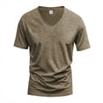 thumbnail image 1 of Uwinwear Men's V Neck T Shirts - Casual Stylish Fitted Stretch Tees Lightweight Breathable Lounge T-shirts Big and Tall Summer Tops,Khaki,S, 1 of 4
