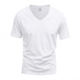 thumbnail image 1 of Uwinwear Men's V Neck T Shirts - Casual Stylish Fitted Stretch Tees Lightweight Breathable Lounge T-shirts Big and Tall Summer Tops,White,XXL, 1 of 4