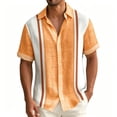 thumbnail image 1 of Uwinwear Men's Vintage Bowling Shirt Short Sleeve Button Down Summer Beach Shirts Hawaiian Vacation Lightweight Tops Breathable Casual Wear,Orange,M, 1 of 4