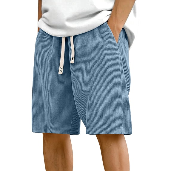 Uwinwear Mens Corduroy Shorts Casual Elastic Waist Drawstring Summer Beach Loose Fit Shorts Big And Tall Short Pants with Pockets