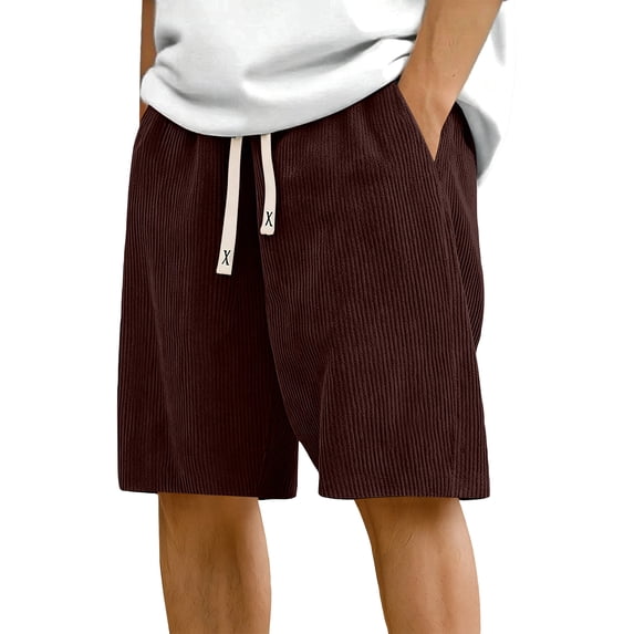 Uwinwear Mens Corduroy Shorts Casual Elastic Waist Drawstring Summer Beach Loose Fit Shorts Big And Tall Short Pants with Pockets