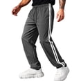 thumbnail image 1 of Uwinwear Mens Lightweight Pants Wide Leg Side Stripe Stretch Drawstring Sweatpants with Pockets Casual Street Track Gray 2XL, 1 of 3
