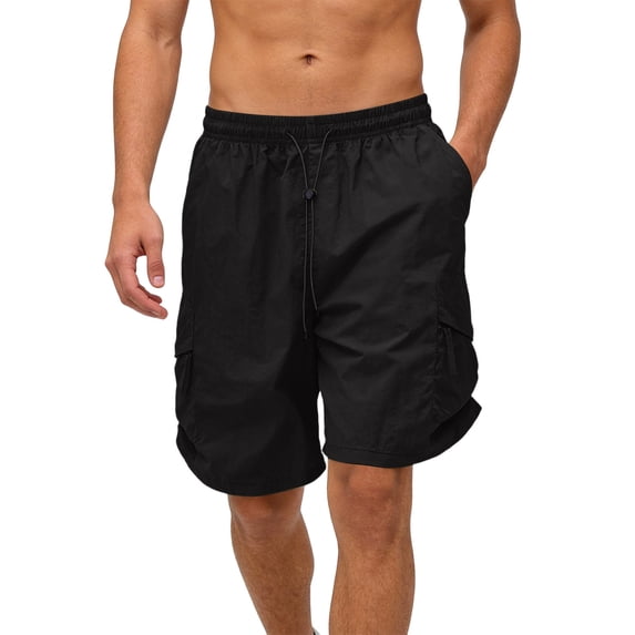 Uwinwear Mens Quick-drying Cargo Shorts Stretch Cotton Drawstring Waist Short Pants With 4 Pockets Relax Fit Summer Casual Shorts for Men,Black,XL