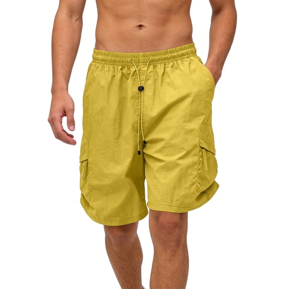 Uwinwear Mens Quick-drying Cargo Shorts Stretch Cotton Drawstring Waist Short Pants With 4 Pockets Relax Fit Summer Casual Shorts for Men,Yellow,XXXL