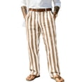 thumbnail image 1 of Uwinwear Striped Dress Pants for Men's Big & Tall Flat Front Business Trousers Casual Color Block Straight-Legs Long Pants with Pockets,Earthy Yellow,XL, 1 of 4