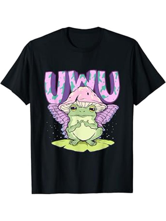 Uwu Cottagecore Aesthetic Cute Fairy Frog Mushroom T-Shirt