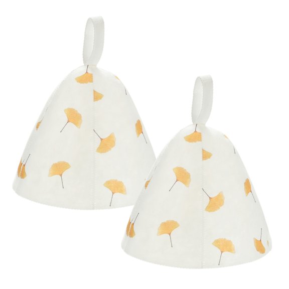 Uxcecll 2-Pack Sauna Hat for Men & Women, Felt Sauna Cap for Banya/Bath House/Sweat Sessions, Unisex Bath House Accessories [Ginkgo Leaves]