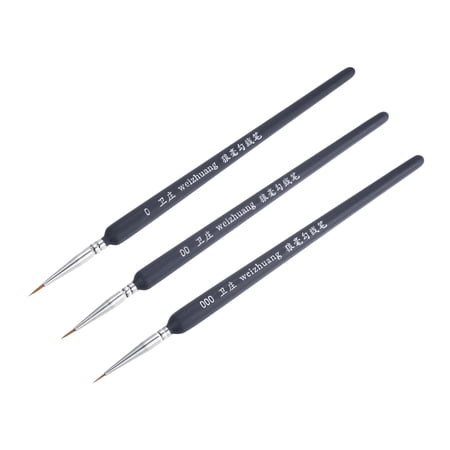 Uxcell #0 #00 #000 Bristle Dark Blue Wood Handle Detailing Paint Brush Set 1 Set (3Packs)