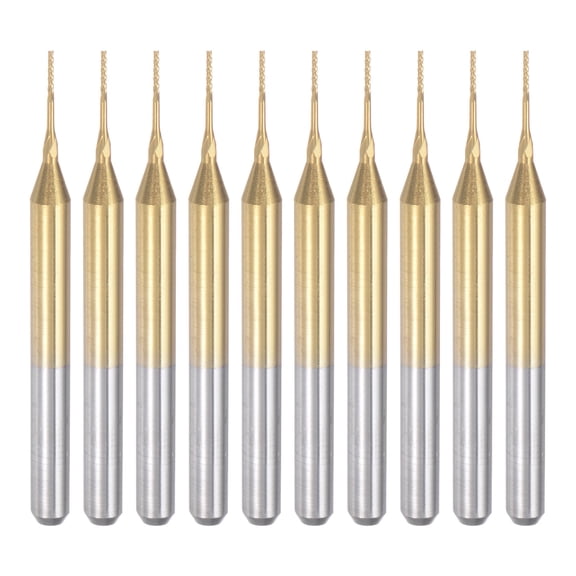 Uxcell  0.02'' Coat Carbide End Mill Engraving Milling Cutter CNC Router Bits Titanium Silver Tone 10Pcs