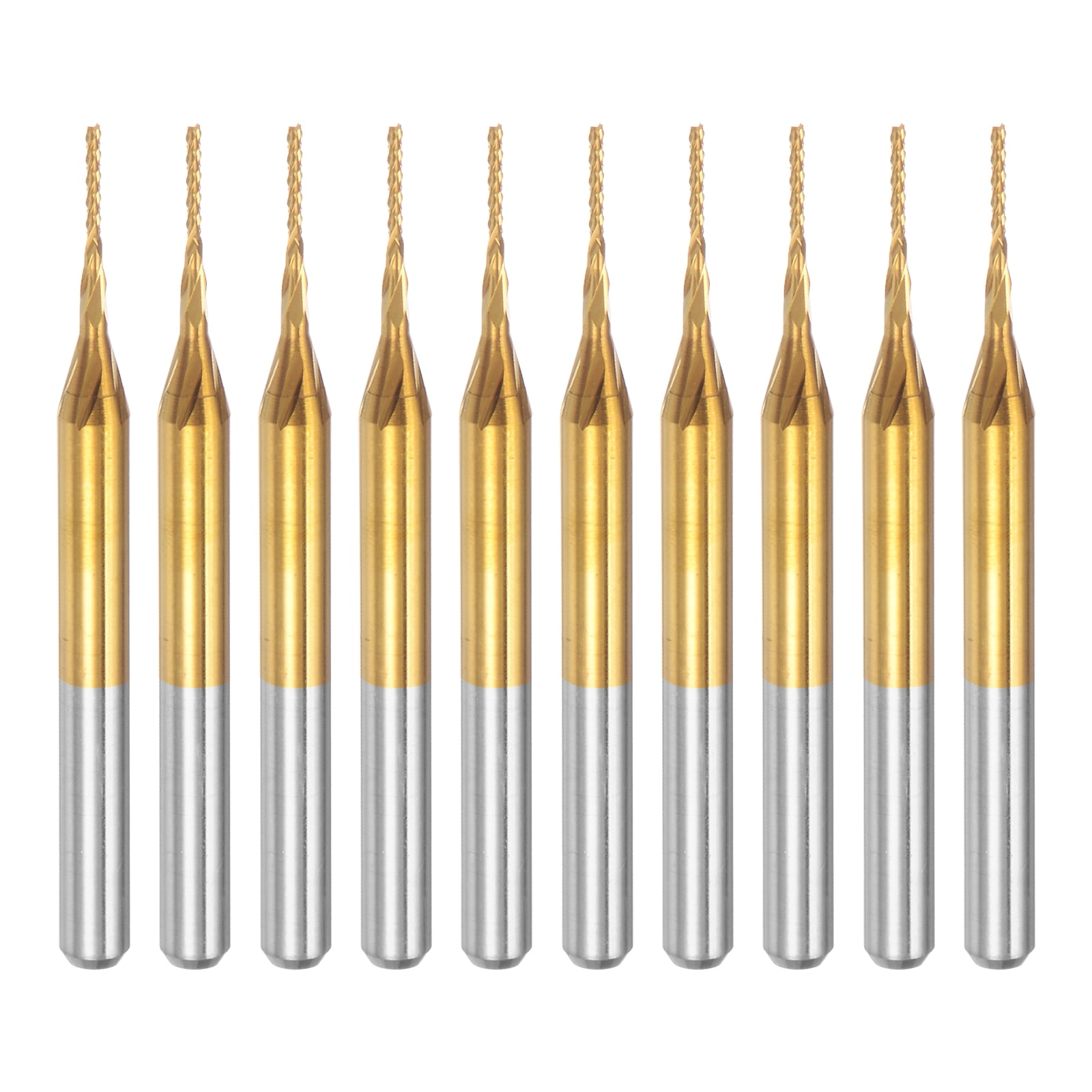 Uxcell  0.028'' Coat Carbide End Mill Engraving Milling Cutter CNC Router Bits Titanium Silver Tone 10Pcs