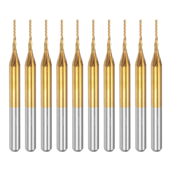 Uxcell  0.028'' Coat Carbide End Mill Engraving Milling Cutter CNC Router Bits Titanium Silver Tone 10Pcs