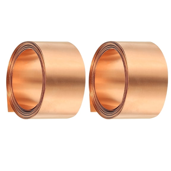 Uxcell 0.02x20x1000mm Copper Thin Foil Sheet Roll, 99.9% Pure Copper Tape Strip Flashing Metal Sheet Foil Plate 2 Pcs