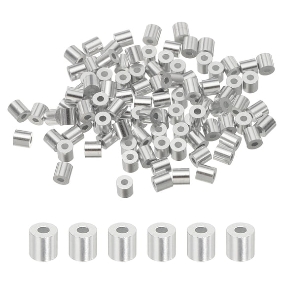 Uxcell Aluminum Crimping Loop Sleeve Wire Rope Stop Sleeve Round Crimp Ferrules for Wire Rope 0.04 inch