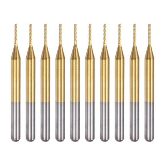 Uxcell  0.035'' Coat Carbide End Mill Engraving Milling Cutter CNC Router Bits Titanium Silver Tone 10Pcs