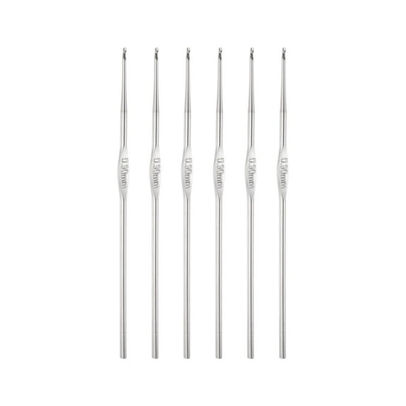 Uxcell 0.04 inch Crochet Hook Knitting Needles for DIY Craft Yarn Stainless Steel Silver Tone 6pcs