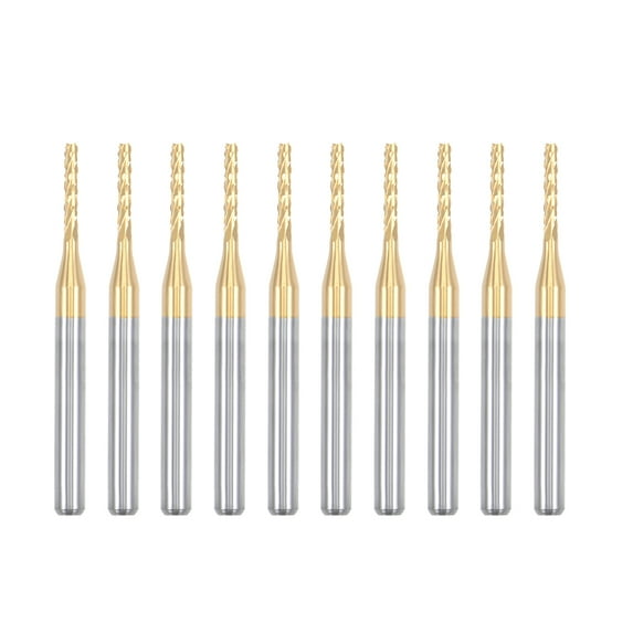 Uxcell 0.06'' Titanium Coat Carbide End Mill Engraving Milling Cutter CNC Router Bits for PCB Machine 1/8" Shank 10Pcs