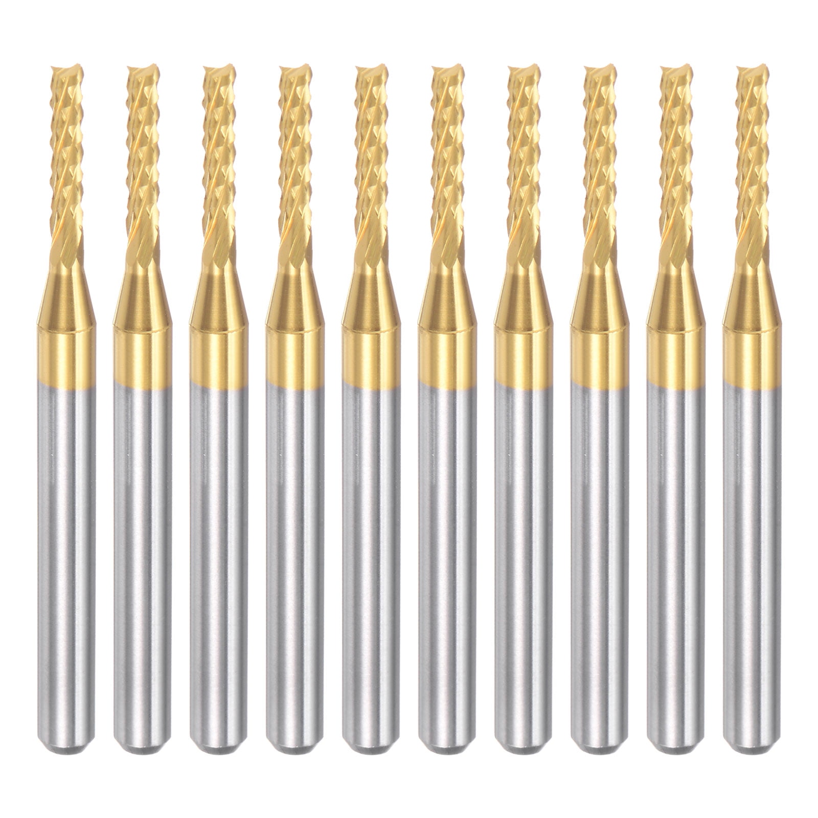 Uxcell  0.071'' Coat Carbide End Mill Engraving Milling Cutter CNC Router Bits Titanium Silver Tone 10Pcs
