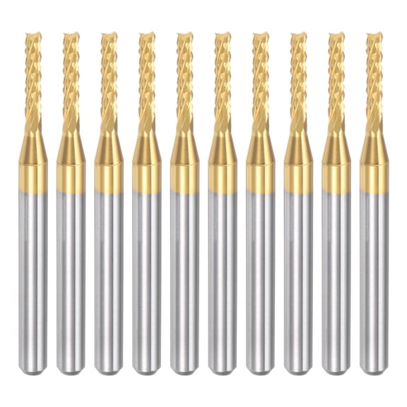 Uxcell  0.071'' Coat Carbide End Mill Engraving Milling Cutter CNC Router Bits Titanium Silver Tone 10Pcs