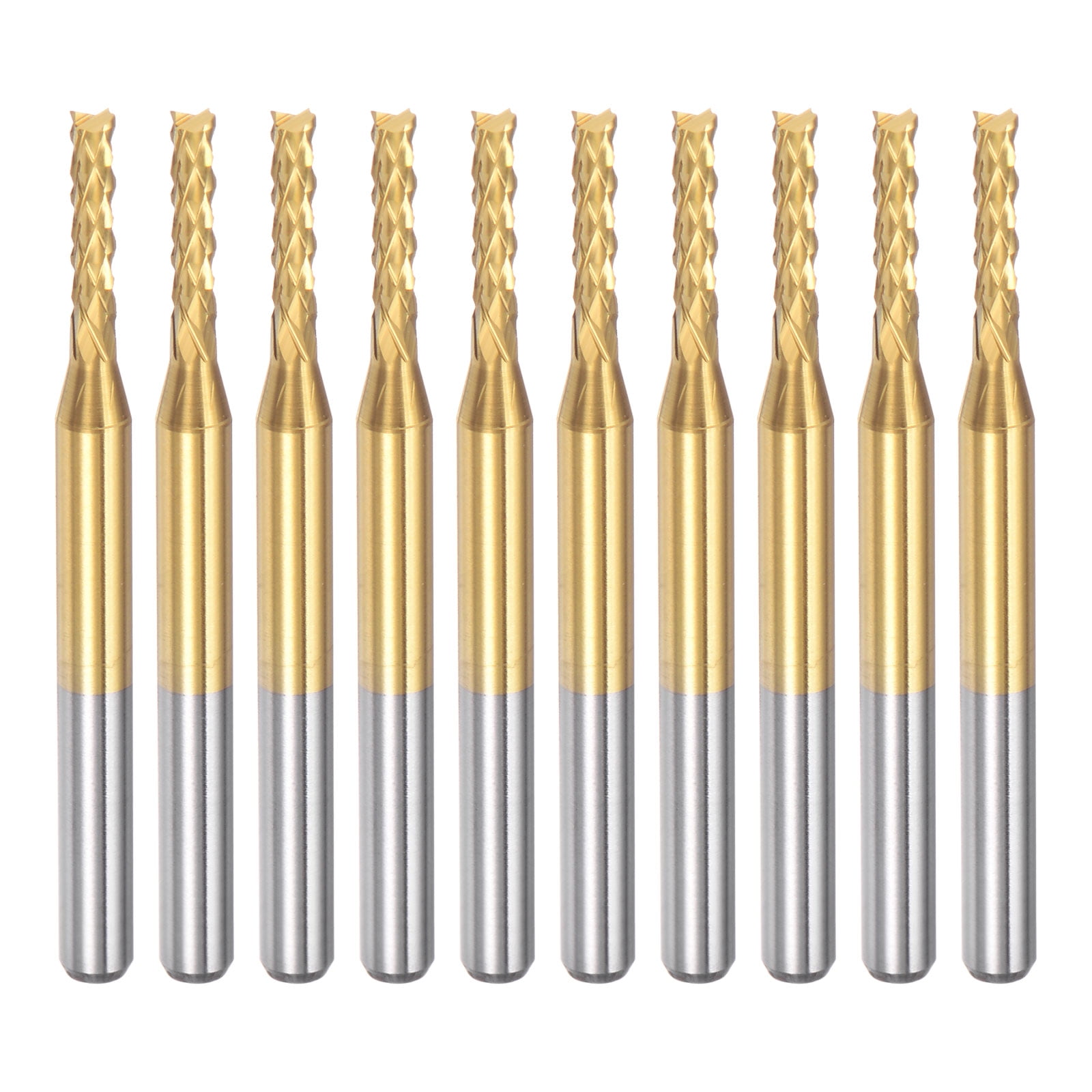 Uxcell  0.075'' Coat Carbide End Mill Engraving Milling Cutter CNC Router Bits Titanium Silver Tone 10Pcs