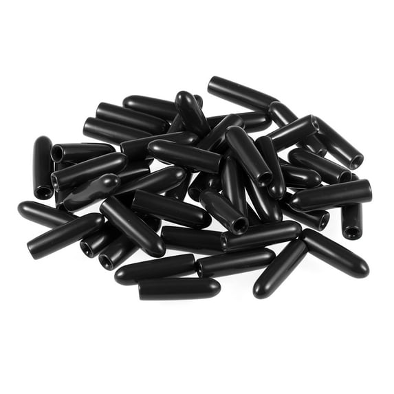 Uxcell Screw Thread Protectors End Caps Vinyl 50 Pcs 0.08" Black