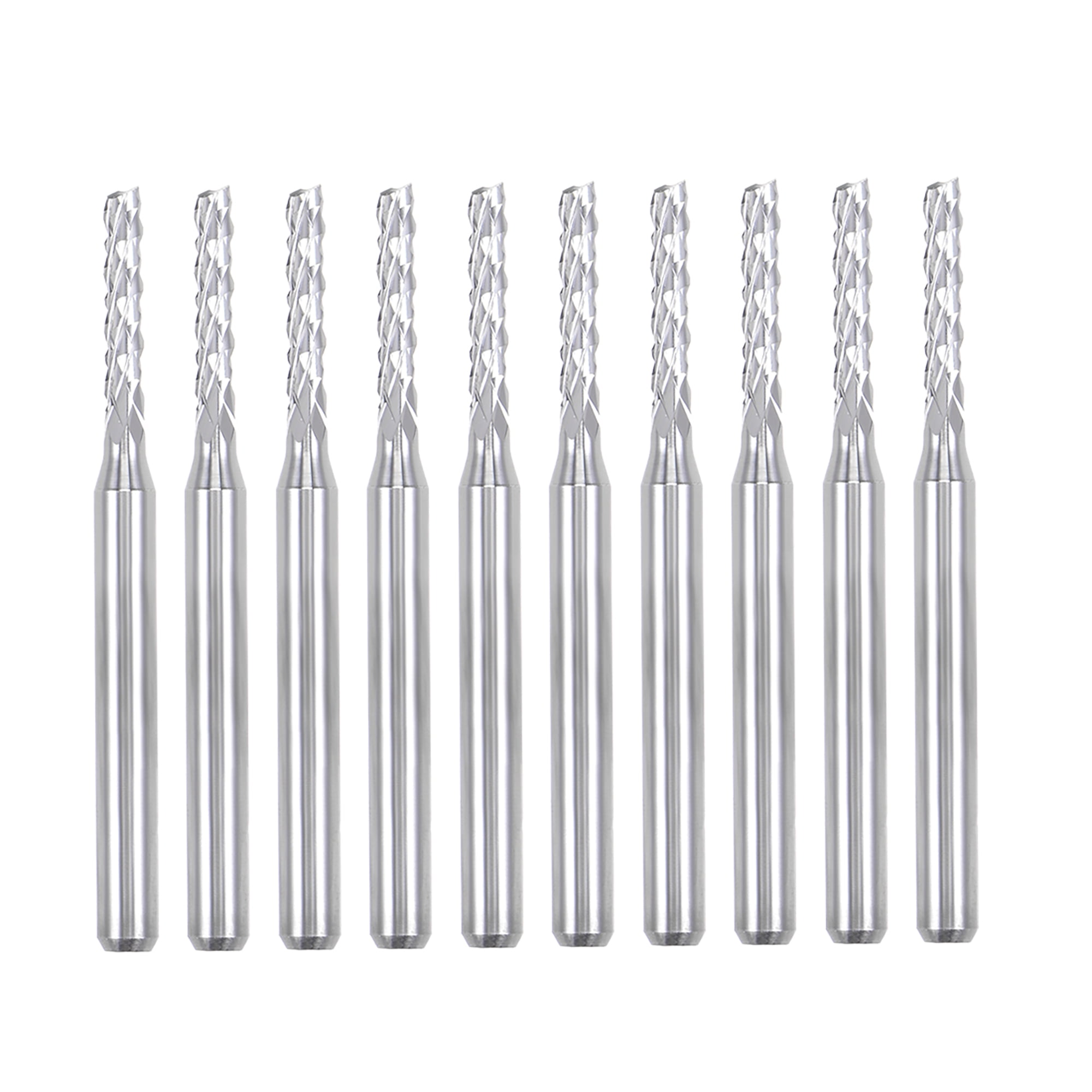 Uxcell 0.08'' x 0.45'' End Mill Engraving Milling Cutter CNC Router Bits Carbide  Silver Tone 10Pcs