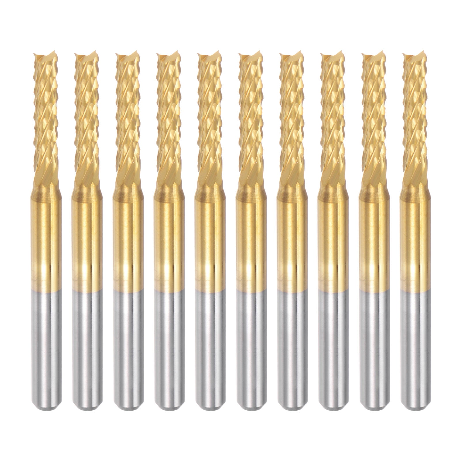 Uxcell  0.091'' Coat Carbide End Mill Engraving Milling Cutter CNC Router Bits Titanium Silver Tone 10Pcs