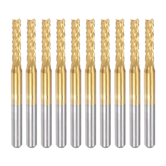 Uxcell  0.091'' Coat Carbide End Mill Engraving Milling Cutter CNC Router Bits Titanium Silver Tone 10Pcs