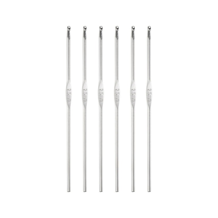 Uxcell 0.1 inch Crochet Hook Knitting Needles for DIY Craft Yarn Stainless  Steel Silver Tone 6pcs
