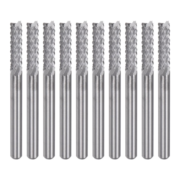Uxcell 0.125'' Mill Engraving Milling Cutter CNC Router Bits Carbide Silver Tone 10Pcs