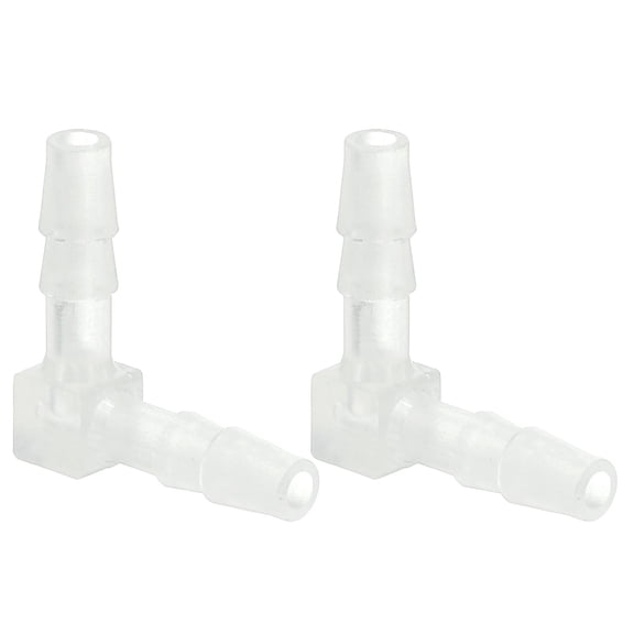 Uxcell 0.16" Plastic Hose Barb 90 Degree Elbow 2 Pack Barb Fittings 2 Way Equal Barbed Joint Splicer Mender Adapter Union Adapter
