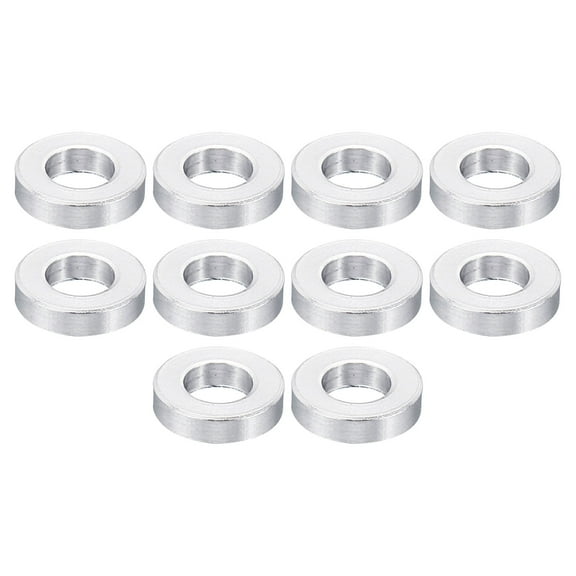 Uxcell 0.17" ID x 0.31" OD x 0.08" L Round Aluminum Spacer Fit for M4 Screw Bolts 10 Pack