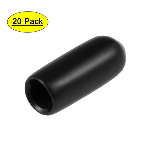 Uxcell 0.18'' Screw Thread Protector Vinyl End Caps Rubber Black 20pcs
