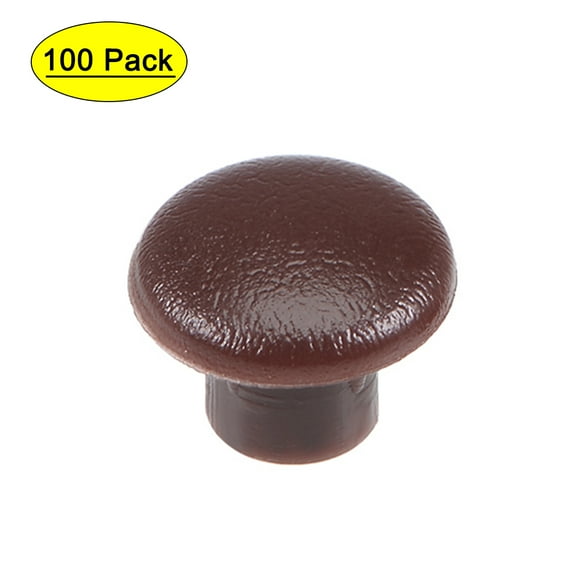 Uxcell 0.2'' Dia Screw Cap Cover Locking Hole Plug Button Top Flush Type Plastic Brown 100 Pcs
