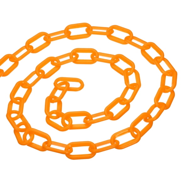 Uxcell 0.2" Diameter 16Ft Length Plastic Chain Barrier Safety Link Chain Stanchion for Crowd Control, Orange