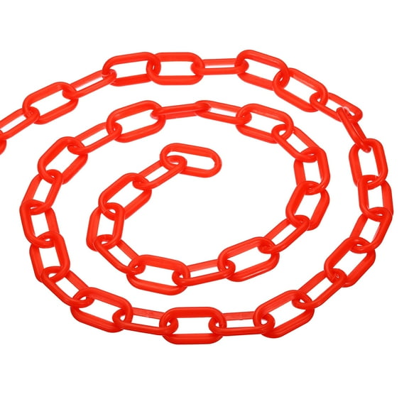 Uxcell 0.2" Diameter 16Ft Length Plastic Chain Barrier Safety Link Chain Stanchion for Crowd Control, Red